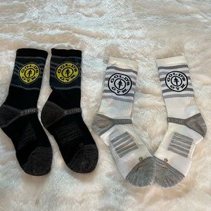 Barely worn.  Good quality, thick gym socks